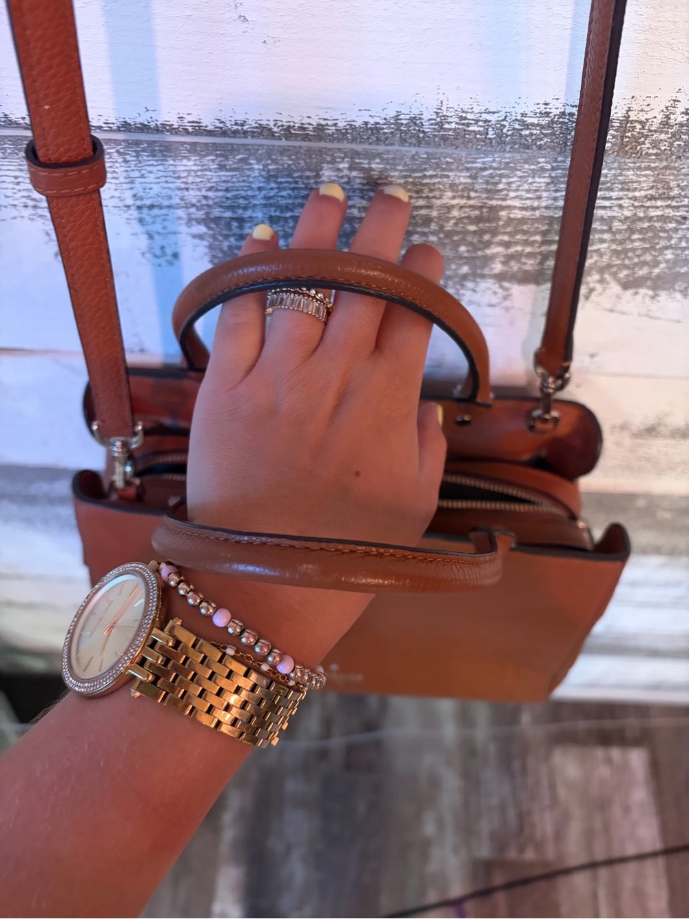 Kate Spade New York Cognac Pebbled Leather Satchel Crossbody Purse 👜 - Picture 4 of 14